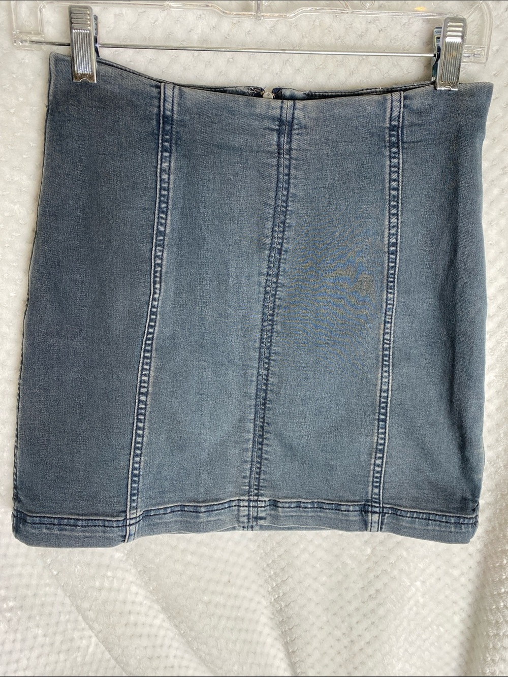 Free People Washed Blue Panel Denim Mini Skirt